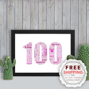 Regalo personalizado con texto enmarcado para el centenario de mi nacimiento, recuerdo, impresión única. Para ella, damas, amigas, esposas, mamás, mamás, mamás, A5, A4, A3. BFO100