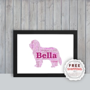 Personalized Bearded Collie Print: Unique Word Art, Dog Keepsake Dog015