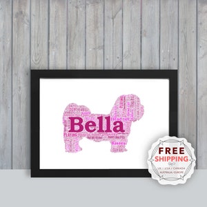 lhasa Apso, Personalized, framed wall art gift, keepsake, Unique print - For Her, Him, Friend, Husband, Mom, Mum, Dad, A5, A4, A3 Dog039