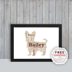 Yorkshire Terrier, Personalised framed wall art gift, keepsake, Unique print for Her, Him, Friend, Husband, Mom, Mum, Dad, A5, A4, A3 dog060