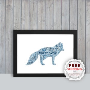 Personalized Arctic Fox, framed wall art gift, keepsake, Unique print - For Her, Him, Friend, Husband, Mom, Mum, Dad, A5, A4, A3 Ani004