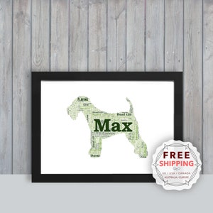 Personalized Airedale Terrier , framed wall art gift, keepsake, Unique print for Her, Him, Friend, Husband, Mom, Mum, Dad, A5, A4, A3 Dog010