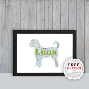 Labradoodle, Personalized, framed wall art gift, keepsake, Unique print - For Her, Him, Friend, Husband, Mom, Mum, Dad, A5, A4, A3 Dog047