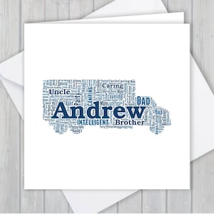 Cartão personalizado para caminhoneiro. Adicione suas próprias palavras para criar uma lembrança exclusiva para seu filho, filha, mãe, pai ou namorado
