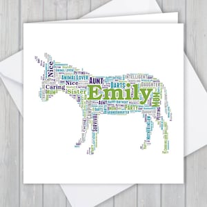 Âne personnalisé, carte de vœux d’anniversaire, anniversaire unique ou souvenir de remerciement | Femme, Mari, Maman, Papa, Fils, Fille, Ami,