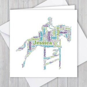 Saut d'obstacles équitation Word Art anniversaire voeux merci carte de félicitations souvenir unique, elle, lui, mari, femme, maman, maman, papa