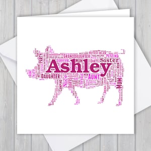 Cochon personnalisé, carte de vœux d’anniversaire, anniversaire unique ou souvenir de remerciement | Femme, Mari, Maman, Papa, Fils, Fille, Ami,