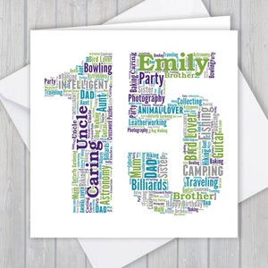 Personalisierte 15. Geburtstag Grußkarte, einzigartiges Jubiläum oder Ruhestand Andenken Geschenk für Frau, Mann, Mama, Papa, Sohn, Tochter, Freund,