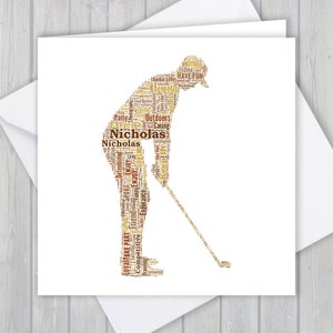 Biglietto di auguri personalizzato Golf. Aggiungi le tue parole per creare un ricordo unico per tuo figlio, figlia, mamma, papà, nipote o nipote