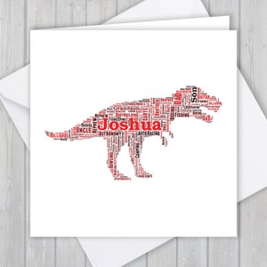 Dinosaurio personalizado, t-rex, tarjeta de felicitación de cumpleaños, recuerdo único de agradecimiento / esposa, esposo, mamá, papá, hijo, hija, amigo
