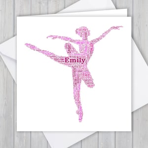 Tarjeta de felicitación de ballet personalizada. Agregue sus propias palabras para crear un recuerdo único para su hijo, hija, mamá, papá, sobrina o sobrino