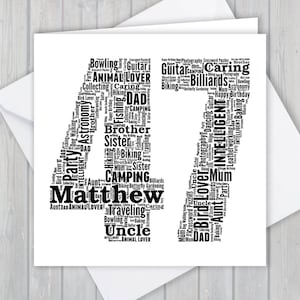 Biglietto di auguri personalizzato per il 47° compleanno, anniversario unico o ricordo della pensione per moglie, marito, mamma, papà, figlio, figlia, amico,
