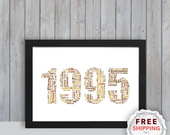Personalized 30th Birthday Word Art Print: 1995 Keepsake Gift