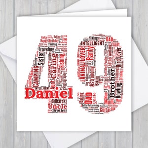 Tarjeta de felicitación personalizada del 49 cumpleaños, aniversario único o regalo de recuerdo de jubilación para esposa, esposo, mamá, papá, hijo, hija, amigo,