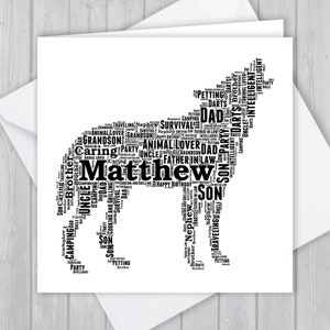 Personalisierte Howling Wolf, Grußkarte zum Geburtstag, Einzigartiges Jubiläum, danke Andenken | Frau, Mann, Mama, Papa, Sohn, Tochter, Freund,