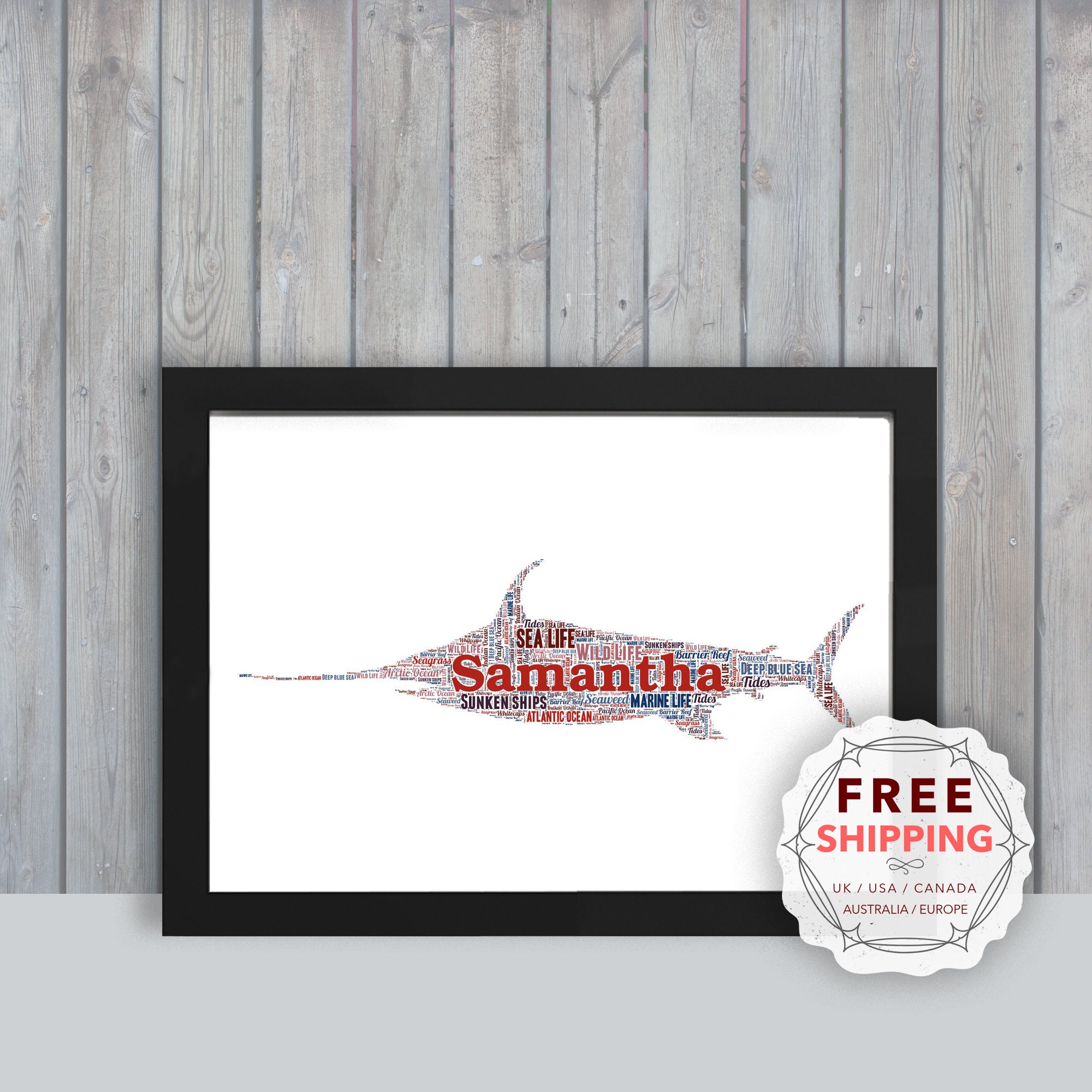 Personalized Sea Life Swordfish Framed Wall Art Gift Etsy UK