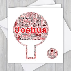 Cartão de felicitações personalizado de Tênis de Mesa. Adicione suas próprias palavras para criar uma lembrança única para seu Filho, Filha, Neta ou Neto