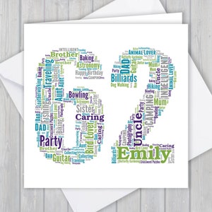 Gepersonaliseerde 62e verjaardag wenskaart, unieke verjaardag of pensioen aandenken cadeau voor vrouw, man, moeder, vader, zoon, dochter, vriend,
