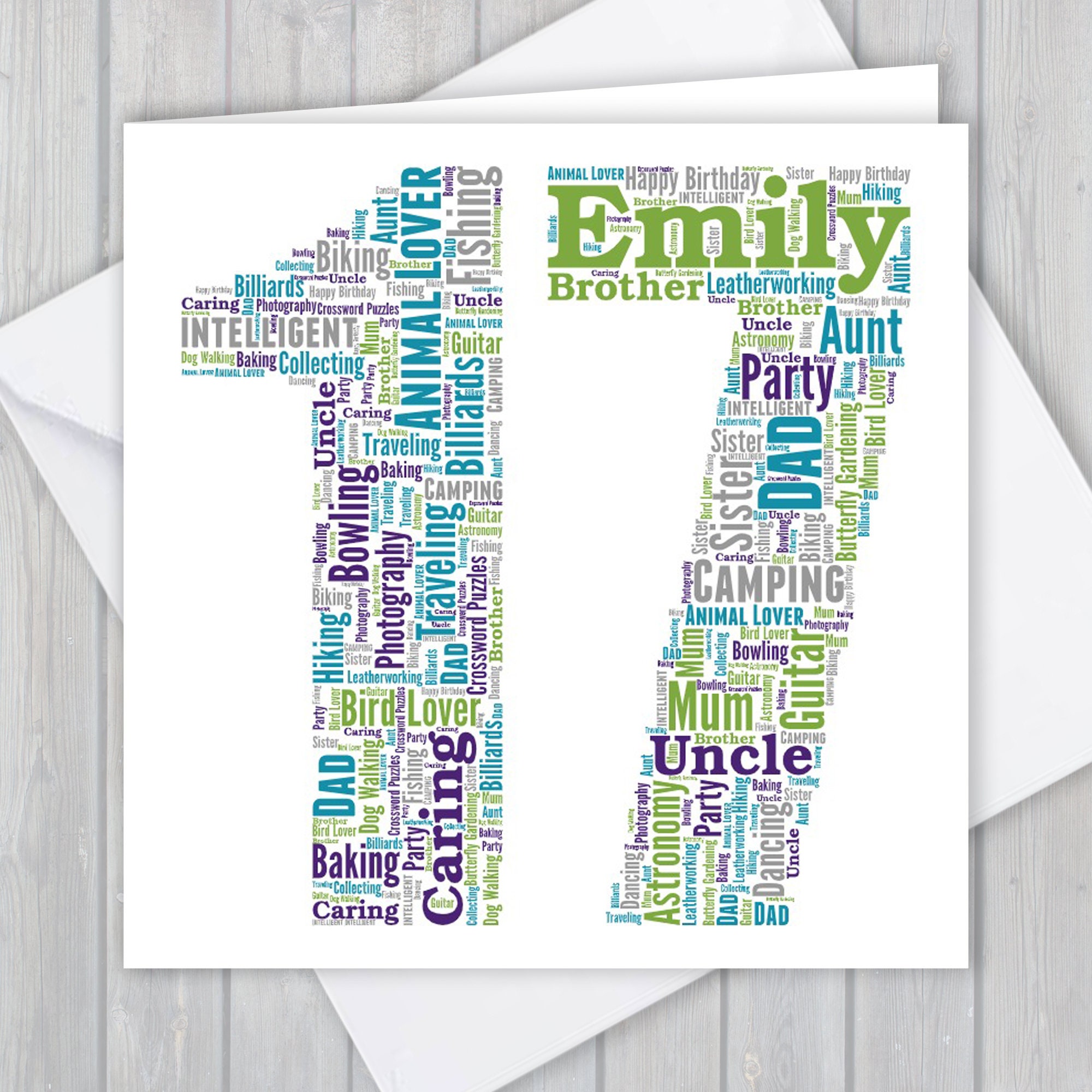 Personalized 17th Birthday Word Art Card: Unique Keepsake Gift GCM017 ...