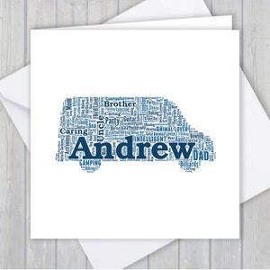 Cartão de saudação Van Driver personalizado. Adicione suas próprias palavras para criar uma lembrança exclusiva para seu filho, filha, mãe, pai ou namorado