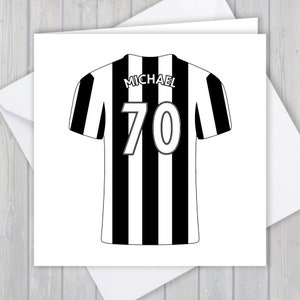 Tarjeta de felicitación personalizada de la camiseta de fútbol - 70 cumpleaños, recuerdo único / Él, Hombres, Niñas, Niños, Papá, Hijo, Hija, Nieto, Hermano