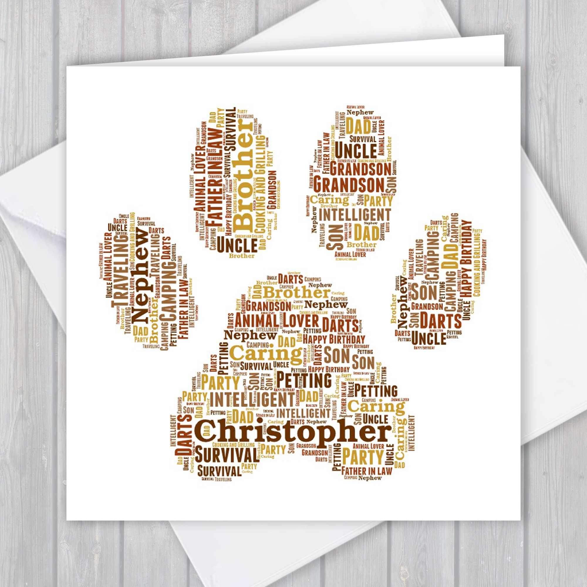 Personalized Cat Paw Print Card: Unique Keepsake Greeting Card