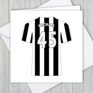 Biglietto d'auguri personalizzato per maglia da calcio - 45° compleanno, ricordo unico / Lui, uomini, ragazze, ragazzi, papà, figlio, figlia, nipote, fratello