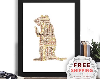 Personalized Prairie Dog Print: Word Art Gift, Framed Keepsake Ani112
