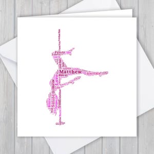 Carte de voeux personnalisée danseuse de pole dance. Ajoutez vos propres mots pour créer un souvenir unique pour votre fils, fille, maman, papa, nièce ou neveu