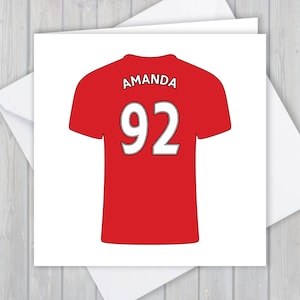 Biglietto d'auguri personalizzato per maglia da calcio - 92esimo compleanno, ricordo unico / Lui, Uomini, Ragazze, Ragazzi, Papà, Figlio, Figlia, Nipote, Fratello