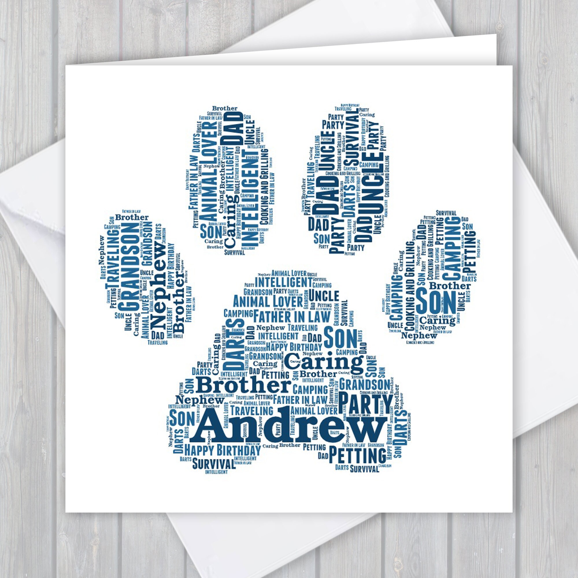 Personalized Cat Paw Print Card: Unique Keepsake Greeting Card