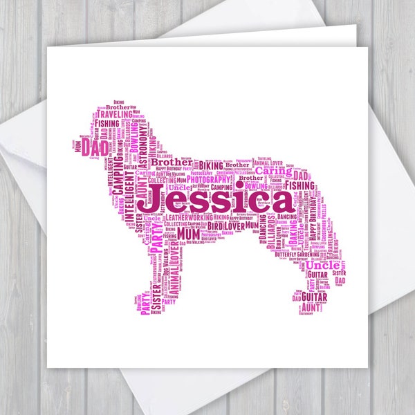 Personalised, Bernese Mountain, Birthday greeting card, Unique thank you keepsake | Wife, Husband, Mum, Dad, Son, Daughter, dog walker