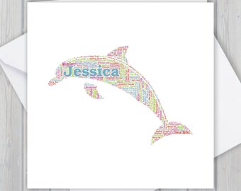 Biglietto di auguri di compleanno personalizzato con delfino e