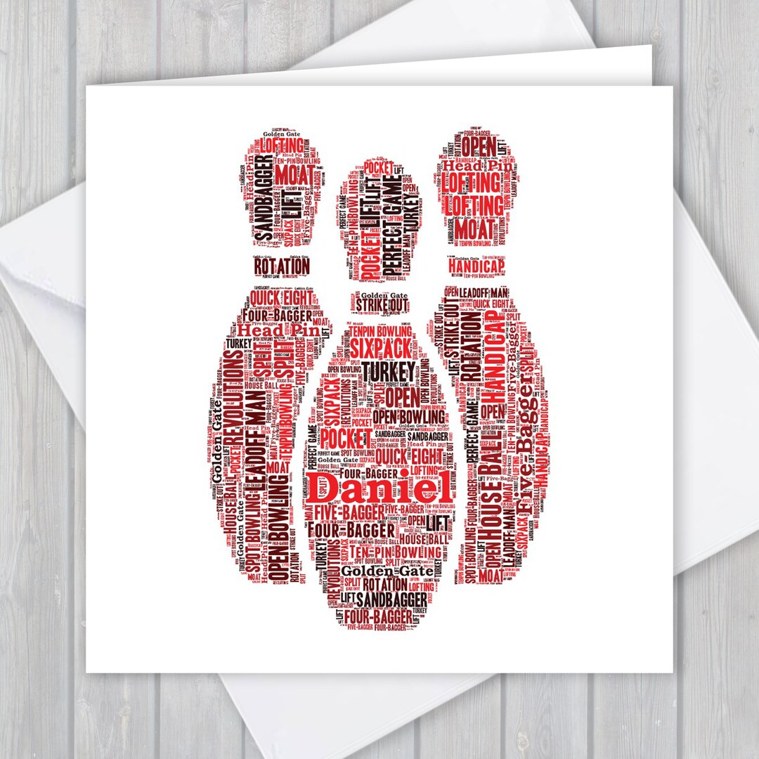 Personalized Tenpin Bowling Greeting Card. Add You Own Words to Create