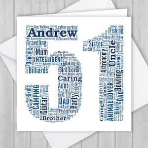 Tarjeta de felicitación personalizada de cumpleaños número 51, aniversario único o regalo de recuerdo de jubilación para esposa, esposo, mamá, papá, hijo, hija, amigo,