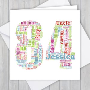 Tarjeta de felicitación personalizada de cumpleaños número 84, aniversario único o regalo de recuerdo de jubilación para esposa, esposo, mamá, papá, hijo, hija, amigo,