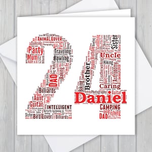 Tarjeta de felicitación personalizada de cumpleaños número 24, aniversario único o regalo de recuerdo de jubilación para esposa, esposo, mamá, papá, hijo, hija, amigo,