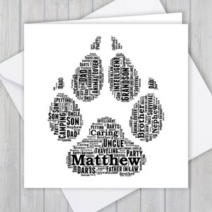 Pata de lobo personalizada, cartão de aniversário, aniversário exclusivo ou lembrança de agradecimento | Esposa, Marido, Mãe, Pai, Filho, Filha, amigo,