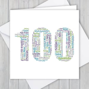 Spersonalizowana kartka urodzinowa na 100. urodziny, spersonalizowana sztuka słowa, wyjątkowa pamiątka, pozdrowienia, dla niej, dla niego, pradziadka, prababci, taty, mamy, dziadka, babci