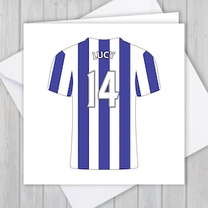 Gepersonaliseerde voetbalshirt wenskaart - 14e verjaardag, unieke aandenken | Hij, mannen, meisjes, jongens, vader, zoon, dochter, kleinzoon, broer