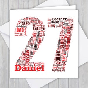 Carte de voeux personnalisée du 27e anniversaire, cadeau souvenir unique d'anniversaire ou de retraite pour femme, mari, maman, papa, fils, fille, ami,