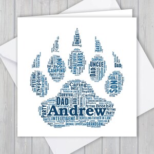 Patte d’ours personnalisée, carte de vœux d’anniversaire, anniversaire unique ou souvenir de remerciement | Femme, Mari, Maman, Papa, Fils, Fille, Ami,