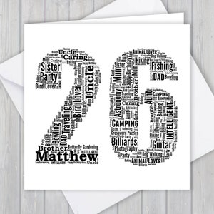 Biglietto di auguri personalizzato per il 26° compleanno, regalo unico per anniversario o ricordo di pensionamento per moglie, marito, mamma, papà, figlio, figlia, amico,