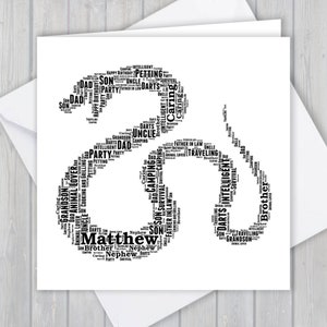 Serpente personalizada, cartão de aniversário, aniversário exclusivo ou lembrança de agradecimento | Esposa, Marido, Mãe, Pai, Filho, Filha, amigo,