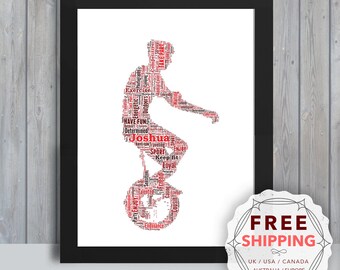 Regalo personalizado de monociclismo con palabras artísticas: Recuerdo único enmarcado SPO047