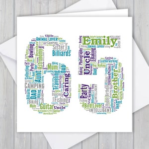 Carte de voeux personnalisée pour 65e anniversaire, cadeau souvenir unique d'anniversaire ou de retraite pour femme, mari, maman, papa, fils, fille, ami,