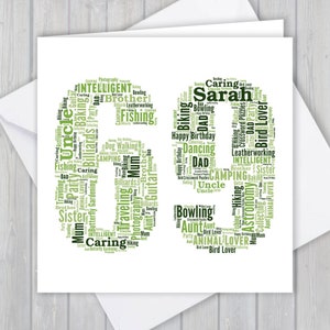 Carte de voeux personnalisée pour le 69e anniversaire, cadeau souvenir unique d'anniversaire ou de retraite pour femme, mari, maman, papa, fils, fille, ami,