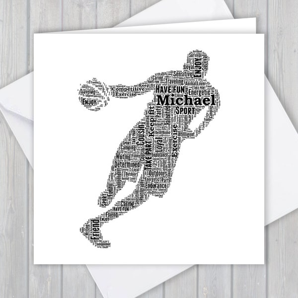 Personalized Basketball greeting card. Add you own words to create a unique keepsake for your Son, Daughter, Mum, Dad, boyfriend or brother