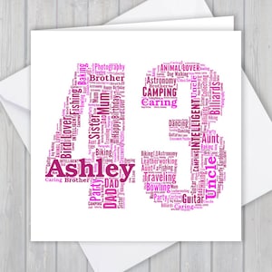 Personalised 43rd Birthday greeting card, Unique anniversary or Retirement keepsake gift for Wife, Husband, Mum, Dad, Son, Daughter, friend,