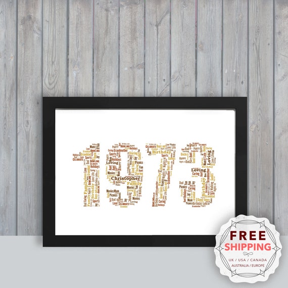 Personalized 1973 Word Art Print: 52nd Birthday Gift YMA973 - Etsy
